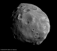 Close-up of Mars' moon Phobos,<br>acquired on 28 July 2008